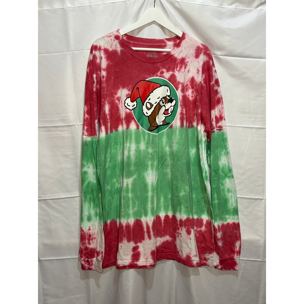 NWT Buc-ee's Unisex 2X XXL Red Green Christmas T-Shirt Tee Texas Tie-Dye